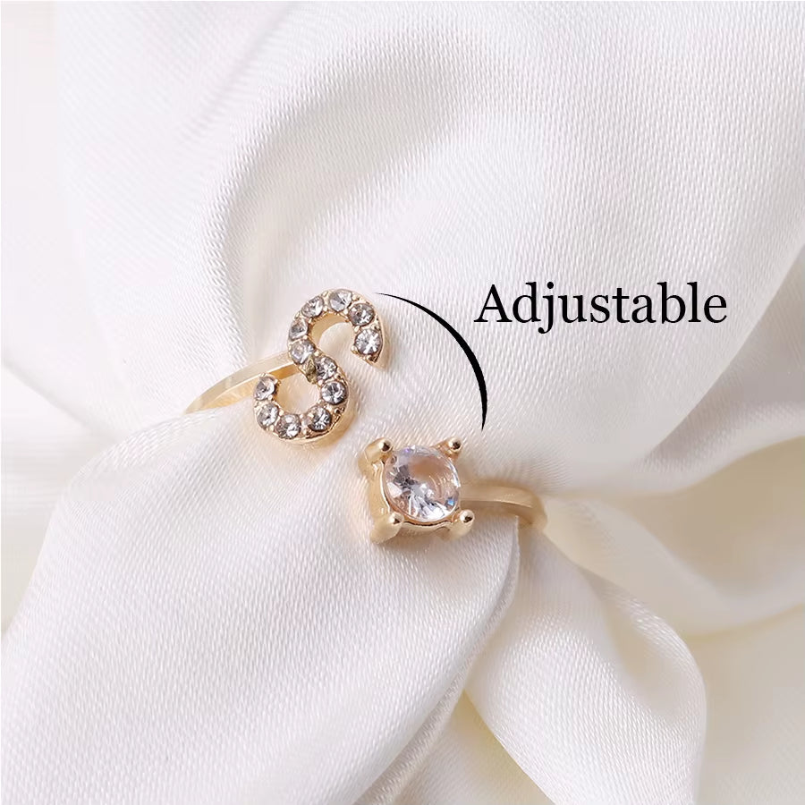 Tiny Initial Letter Rings for Women Fashion A-Z Letter Adjustable Open Finger Ring Aesthetic Wedding Jewelry Gift Bijoux Femme