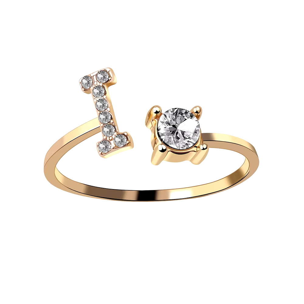 Tiny Initial Letter Rings for Women Fashion A-Z Letter Adjustable Open Finger Ring Aesthetic Wedding Jewelry Gift Bijoux Femme