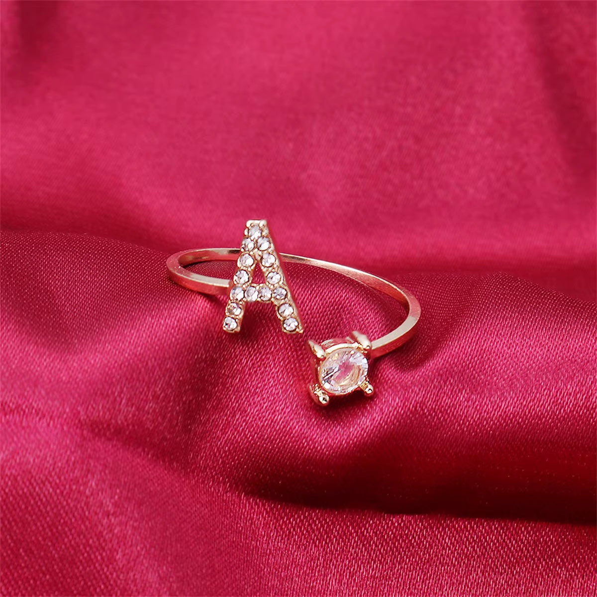 Tiny Initial Letter Rings for Women Fashion A-Z Letter Adjustable Open Finger Ring Aesthetic Wedding Jewelry Gift Bijoux Femme