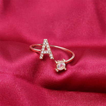 Tiny Initial Letter Rings for Women Fashion A-Z Letter Adjustable Open Finger Ring Aesthetic Wedding Jewelry Gift Bijoux Femme