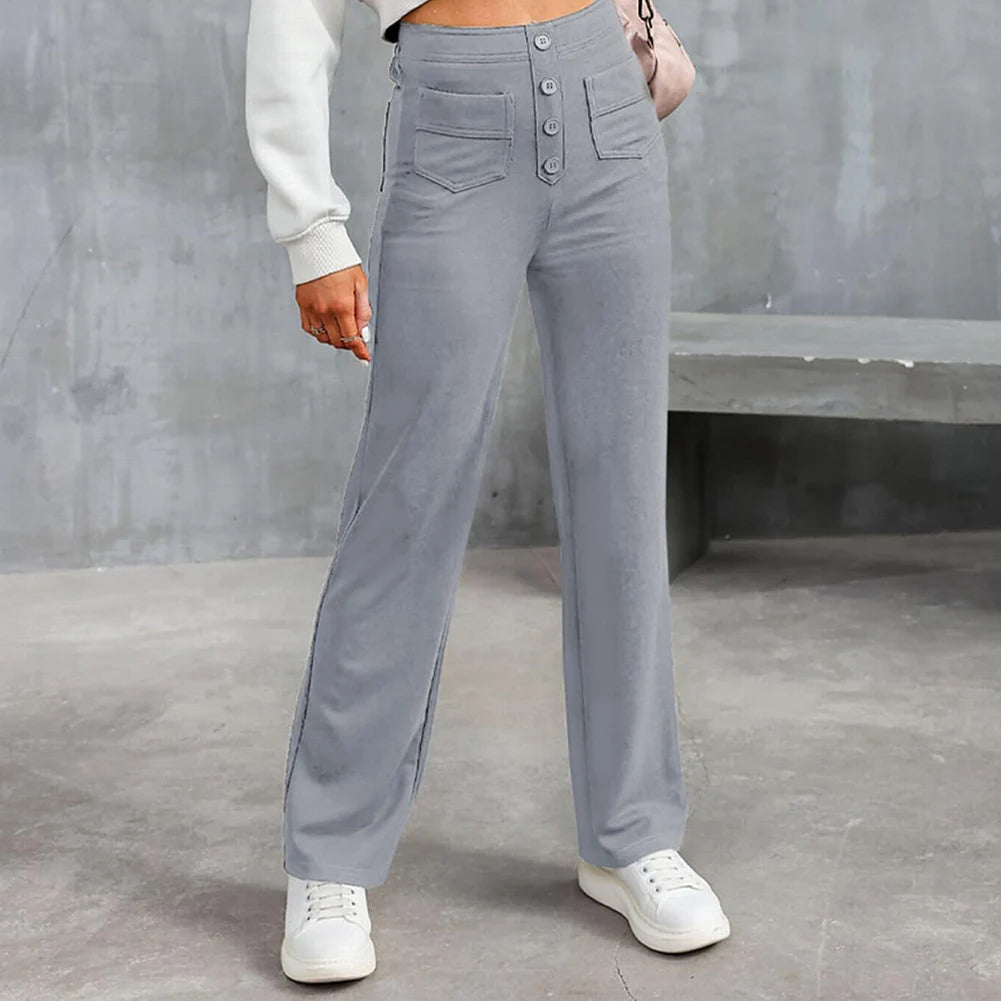 france - Summer Loose Pants for Women Full Length Casual Pants Female Solid Color High Waist Straight Trousers Female Streetwear Pants