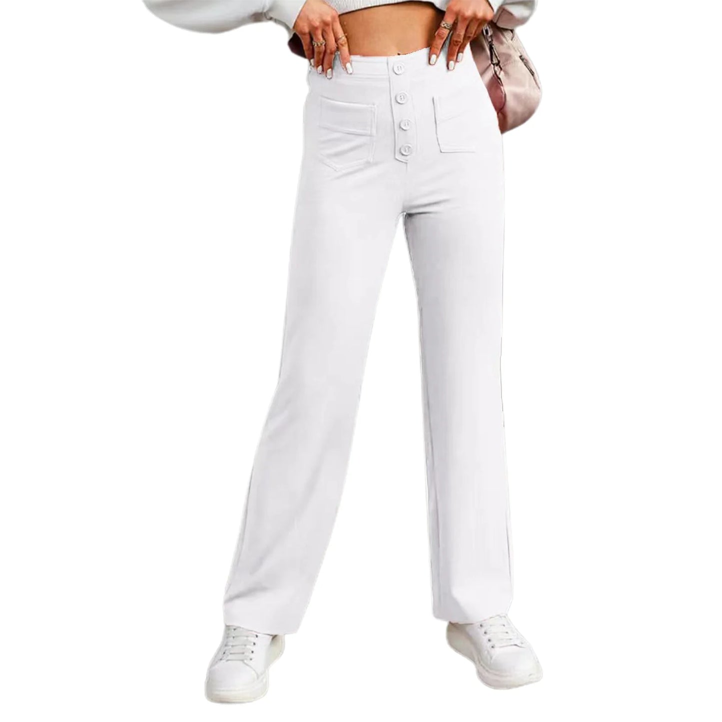 france - Summer Loose Pants for Women Full Length Casual Pants Female Solid Color High Waist Straight Trousers Female Streetwear Pants